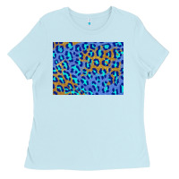 Baby Blue leopard background turquoise and gold 3200x2400 Ladies Tee - AdoDesignShop