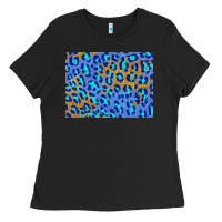 Black leopard background turquoise and gold 3200x2400 Ladies Tee - AdoDesignShop