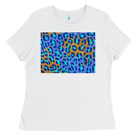 White leopard background turquoise and gold 3200x2400 Ladies Tee - AdoDesignShop