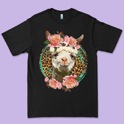 Western Llama And Roses Premium Tee Designed By Lillyallendesigns
