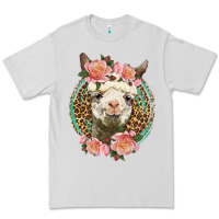 Dove Grey western llama and roses Premium Tee - LillyAllenDesigns