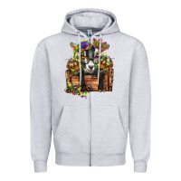 Heather Grey mardi gras goat Zipper Hoodie - CowGirlArtShop