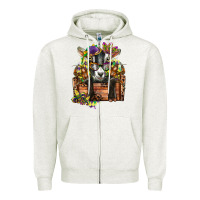 Oatmeal Heather mardi gras goat Zipper Hoodie - CowGirlArtShop