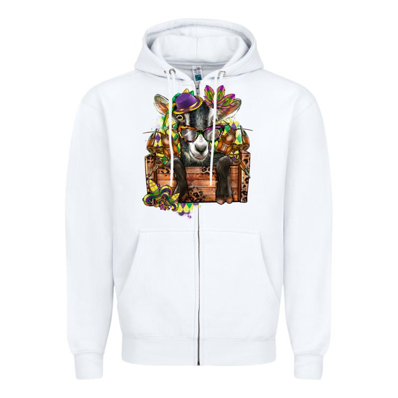 Mardi Gras Goat Zipper Hoodie by CowGirlArtShop | Teevron