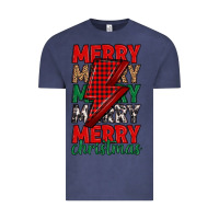 Vintage Denim merry christmas lightning bolt Vintage Tee - MaliasSmallBusiness