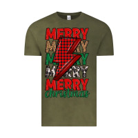 Vintage Olive merry christmas lightning bolt Vintage Tee - MaliasSmallBusiness