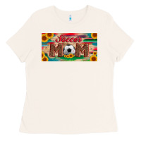 Bone soccer mom with ball and sunflower and serape licanse plate Ladies Tee - Artiststas