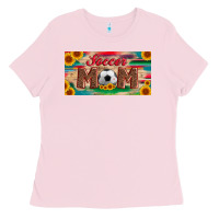 Bubblegum Pink soccer mom with ball and sunflower and serape licanse plate Ladies Tee - Artiststas