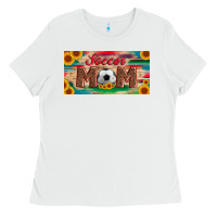 White soccer mom with ball and sunflower and serape licanse plate Ladies Tee - Artiststas