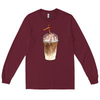 Burgundy iced coffee with cream Long Sleeve Tee - BarkalooDesign