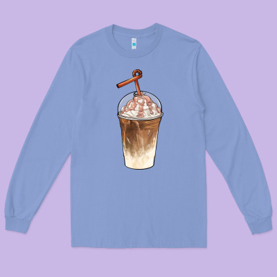 Iced Coffee With Cream Long Sleeve Tee Designed By Barkaloodesign