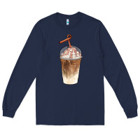 Navy iced coffee with cream Long Sleeve Tee - BarkalooDesign