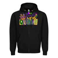 Black mardi gras queen Zipper Hoodie - CowGirlArtShop