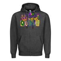 Charcoal Heather mardi gras queen Zipper Hoodie - CowGirlArtShop
