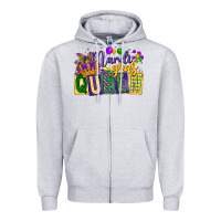Heather Grey mardi gras queen Zipper Hoodie - CowGirlArtShop