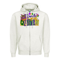 Oatmeal Heather mardi gras queen Zipper Hoodie - CowGirlArtShop