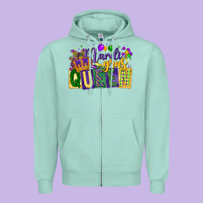 Mardi Gras Queen Zipper Hoodie Designed By Cowgirlartshop