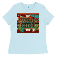 Baby Blue wild chıld aztec gemstone and cactus Ladies Tee - Artiststas
