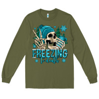 Army Green freezing to death winter skull Long Sleeve Tee - Jasminsmagicworld