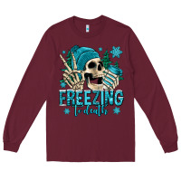 Burgundy freezing to death winter skull Long Sleeve Tee - Jasminsmagicworld
