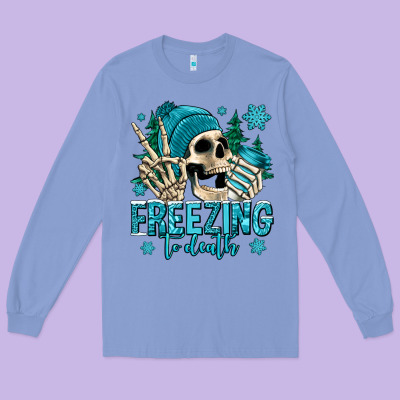Freezing To Death Winter Skull Long Sleeve Tee Designed By Jasminsmagicworld