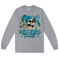 Heather Grey freezing to death winter skull Long Sleeve Tee - Jasminsmagicworld