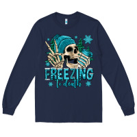 Navy freezing to death winter skull Long Sleeve Tee - Jasminsmagicworld