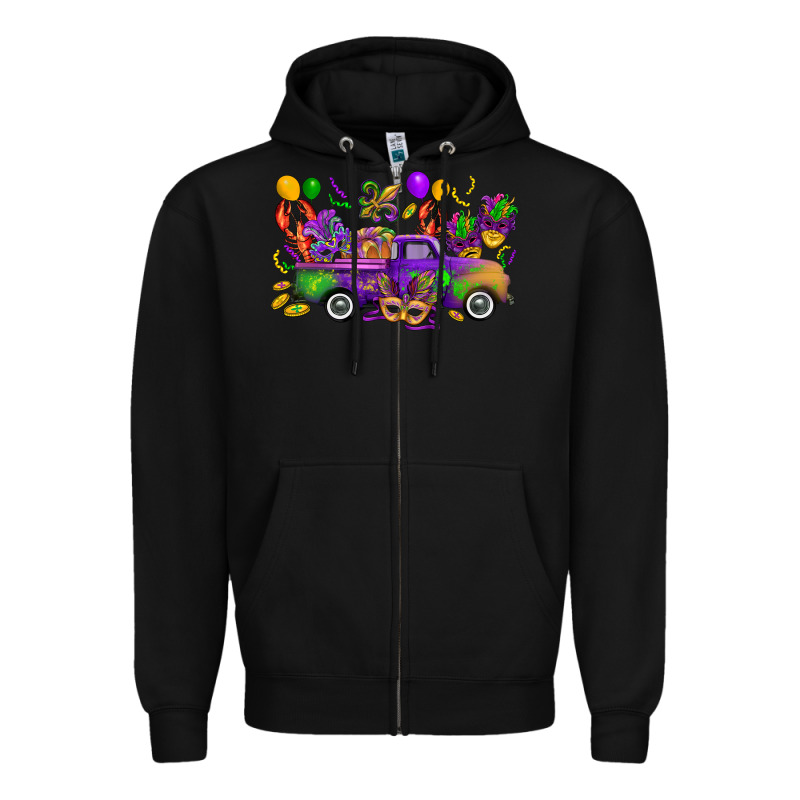 Mardi Gras Truck Zipper Hoodie by CowGirlArtShop | Teevron