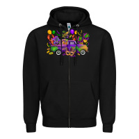 Black mardi gras truck Zipper Hoodie - CowGirlArtShop