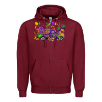 Burgundy mardi gras truck Zipper Hoodie - CowGirlArtShop