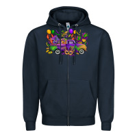 Navy mardi gras truck Zipper Hoodie - CowGirlArtShop
