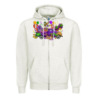 Oatmeal Heather mardi gras truck Zipper Hoodie - CowGirlArtShop