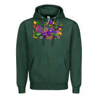Sports Green mardi gras truck Zipper Hoodie - CowGirlArtShop