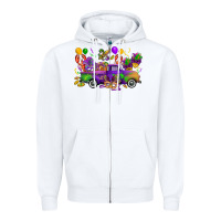 White mardi gras truck Zipper Hoodie - CowGirlArtShop