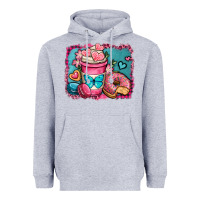 Heather Grey valentines day coffee cup and sweets Heavyweight Hoodie - OliviaCreatesArt
