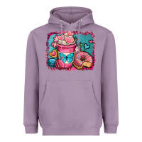 Lavender valentines day coffee cup and sweets Heavyweight Hoodie - OliviaCreatesArt