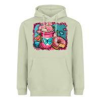 Matcha valentines day coffee cup and sweets Heavyweight Hoodie - OliviaCreatesArt
