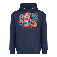Navy valentines day coffee cup and sweets Heavyweight Hoodie - OliviaCreatesArt