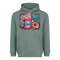 Sage valentines day coffee cup and sweets Heavyweight Hoodie - OliviaCreatesArt