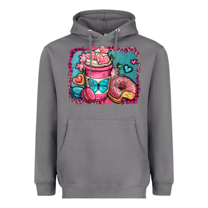 Valentines Day Coffee Cup And Sweets Heavyweight Hoodie by OliviaCreatesArt | Teevron