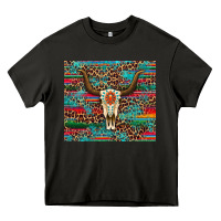 Asphalt western serape leopard bull skull turquoise tumbler Heavy Core Tee - Artiststas