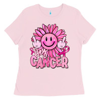 Bubblegum Pink hey cancer smiley face breast cancer Ladies Tee - RanaPortraitStore