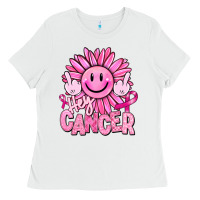 White hey cancer smiley face breast cancer Ladies Tee - RanaPortraitStore