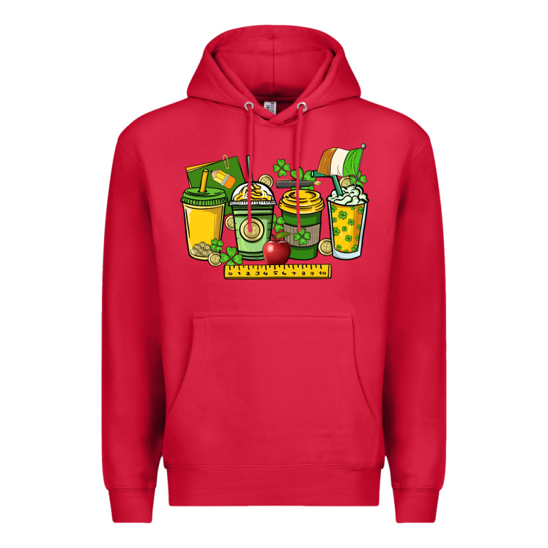 St. Patrick's Day Teacher Coffee Cups Premium Hoodie by HowdyJamesFarm | Teevron
