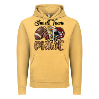 Vintage Mustard small town big pride maroon yellow Vintage Hoodie - MaliasSmallBusiness