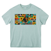 Arona western coop animals rooster sunflowers cowhide wooden serape glitter Heavy Core Tee - Artiststas