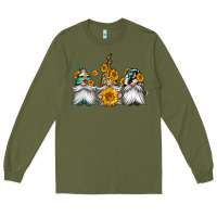 Army Green western sunflowers gnomes Long Sleeve Tee - Jasminsmagicworld