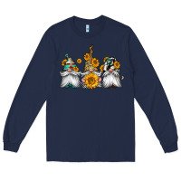 Navy western sunflowers gnomes Long Sleeve Tee - Jasminsmagicworld