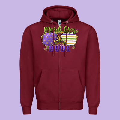Mardi Gras Dude Zipper Hoodie Designed By Cowgirlartshop
