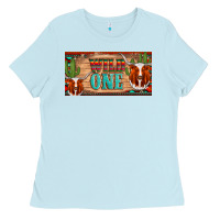 Baby Blue texas longhorn wild one cactus licanse plate Ladies Tee - Artiststas